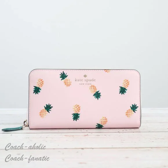 NWT Kate Spade Marlee Pineapple Printed Large Continental Wallet in Pink Multi - Picture 1 of 8